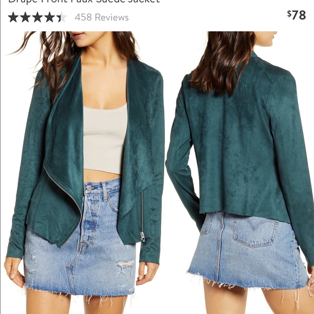 BlankNYC Drape front faux suede jacket